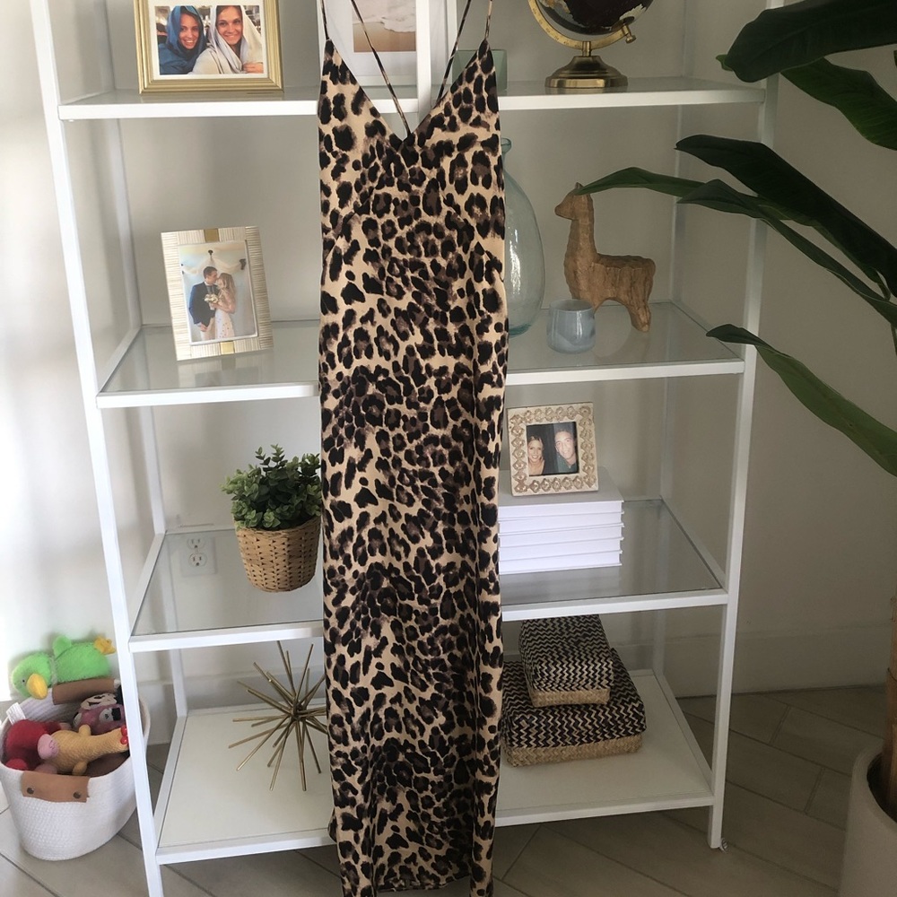 Leopard satin maxi dress